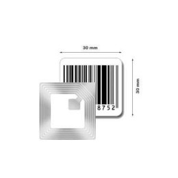 1000 ETIQUETTES RF - 30 X 30 MM - FAUX CODE-BARRES