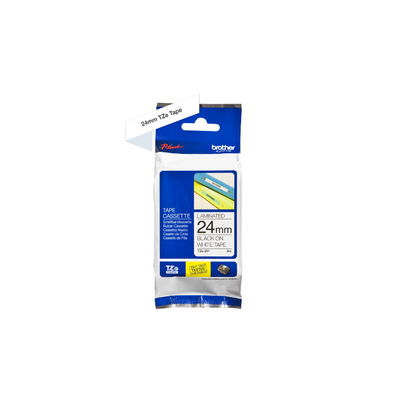 BROTHER - TZE 251 - RUBAN 24MM NOIR/FOND BLANC 