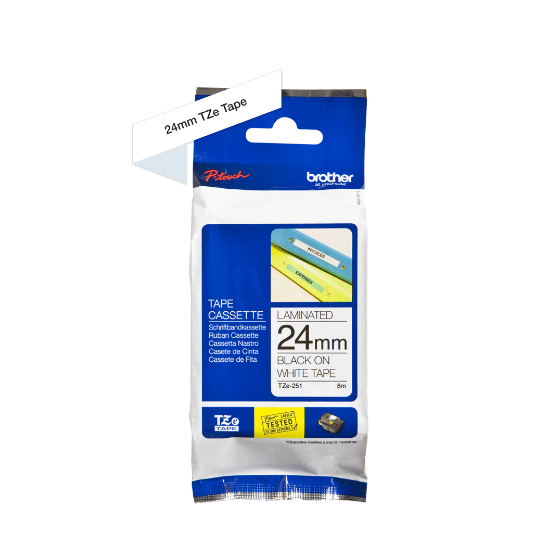 BROTHER - TZE 251 - RUBAN 24MM NOIR/FOND BLANC 