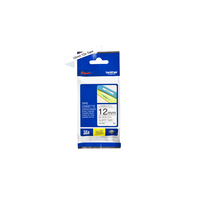 BROTHER - TZE 231 - RUBAN 12MM NOIR/FOND BLANC