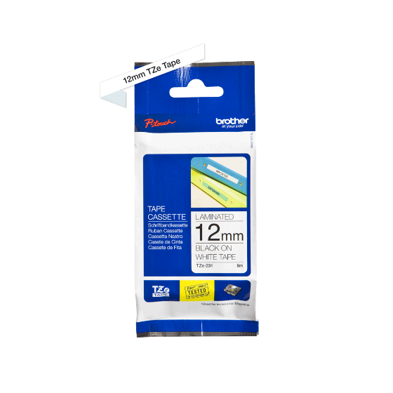 BROTHER - TZE 231 - RUBAN 12MM NOIR/FOND BLANC