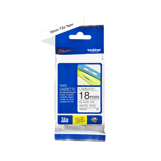 BROTHER - TZE 241 - RUBAN 18MM NOIR/FOND BLANC