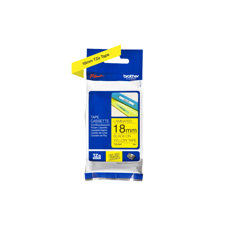 BROTHER - TZE 641 - RUBAN 18MM NOIR/FOND JAUNE