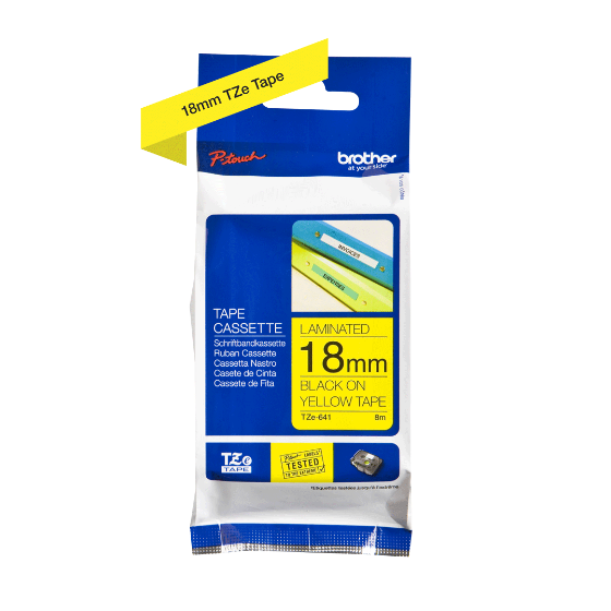 BROTHER - TZE 641 - RUBAN 18MM NOIR/FOND JAUNE