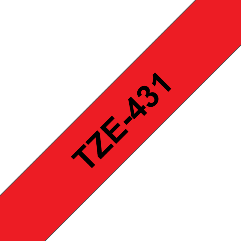 Ruban Brother TZe-431 Laminé - Noir sur Fond Rouge 12mm x 8m