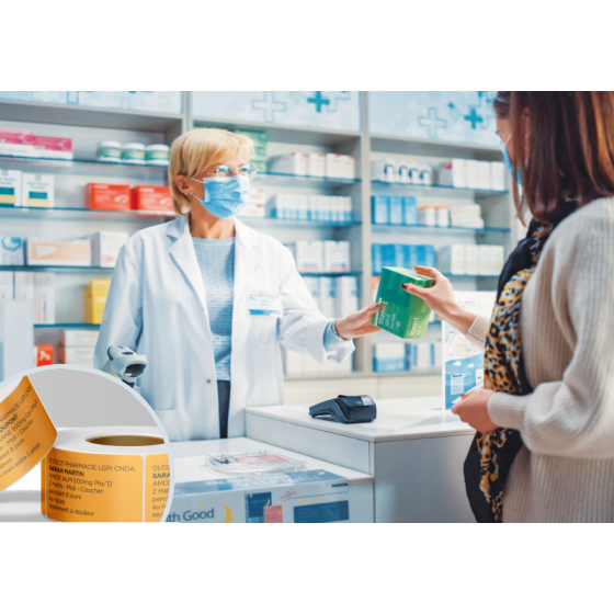 Étiquettes posologie orange 58x28 mm – Lot de 2 bobines