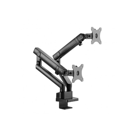 Support bureau double écran 17–32'' – Fixation pince ou vis