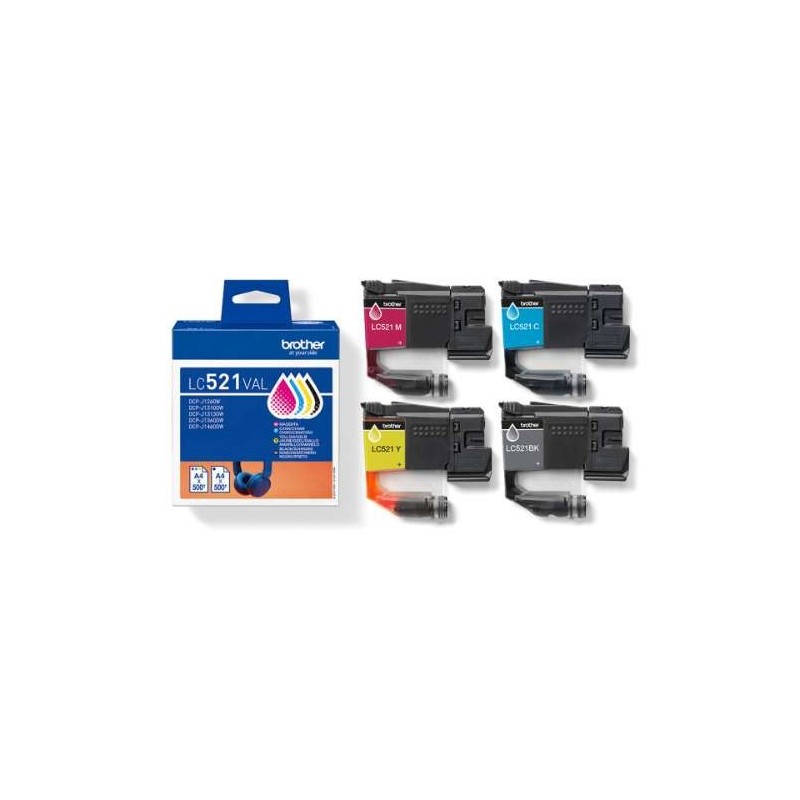 BROTHER - LC521VAL BK/C/M/Y - pack 4 Cartouches BROTHER - LC521VAL BK/C/M/Y - pack 4 Cartouches